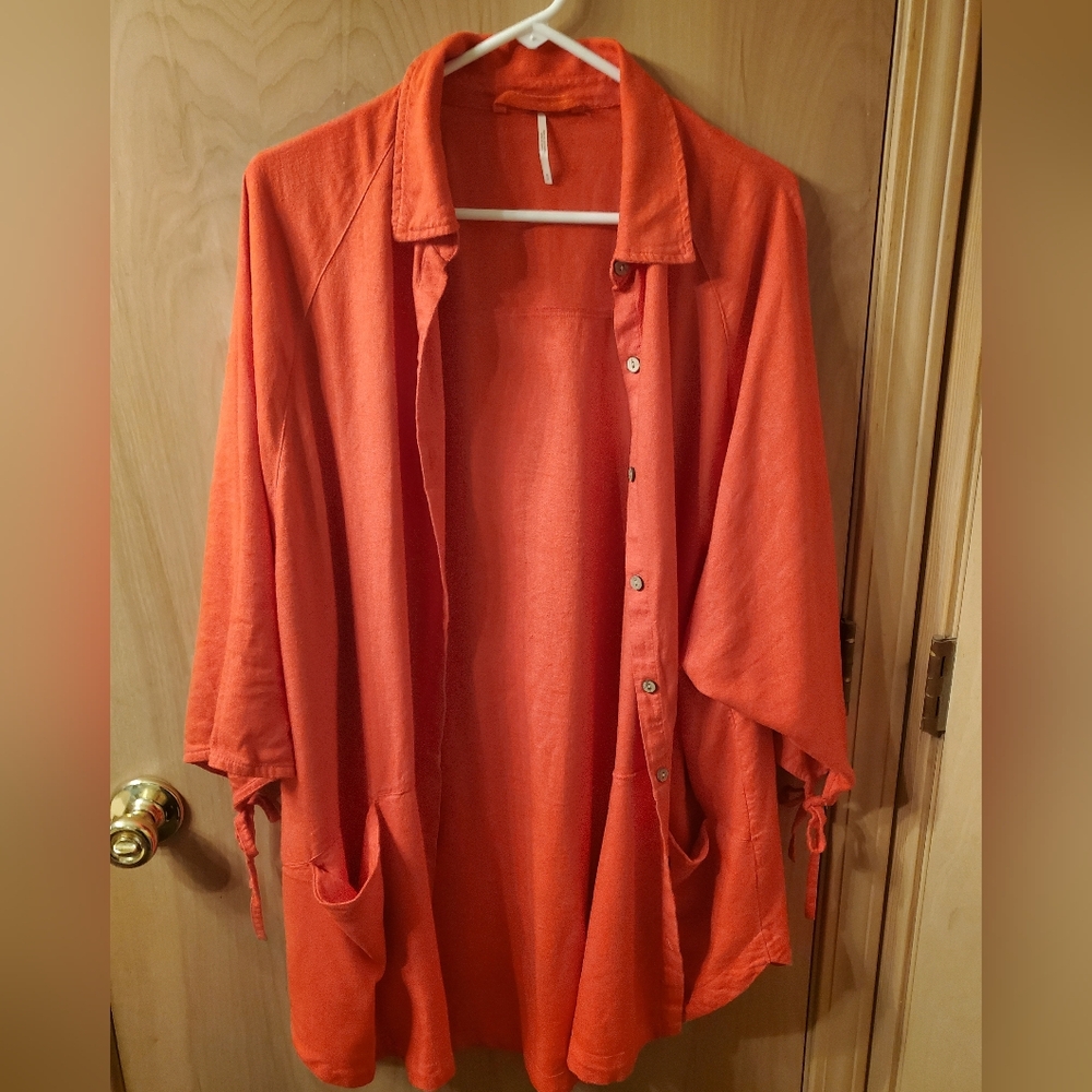 Free PeopleVibrant Red/Orange Oversized Top,